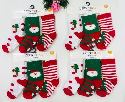 Wholesale Unisex Kids 12-Piece Christmas Theme Socks Defne 1064-DFN3H-U005-23(3-4Y) - Defne