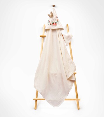 Wholesale Unisex Kids 2-Piece Scrub Mitt and Towel Set 85X80 Babyline 2015-9-850 Ecru