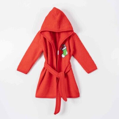 Wholesale Unisex Kids Bathrobe 1-4Y Ramel Kids 1072-520 Red