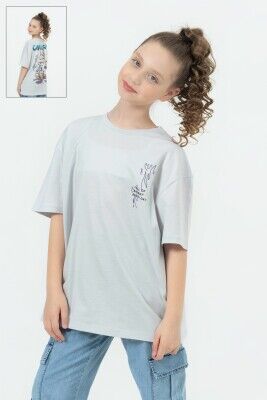 Wholesale Unisex Kids Printed T-shirt 9-14Y DMB Boys&Girls 1081-7506 Gray